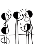 a group of stick figures high fiving